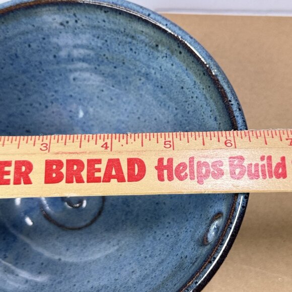 Two Dog Pottery Alaska Bowl Noodle Chopstick Blue Speckled Glazed Ceramic Swirl - Picture 13 of 14